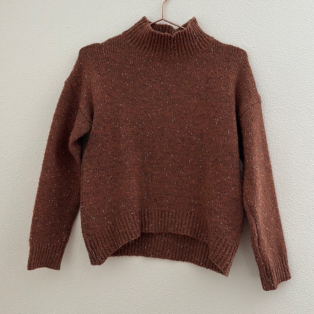 Hem and Thread Cowl Neck Sweater